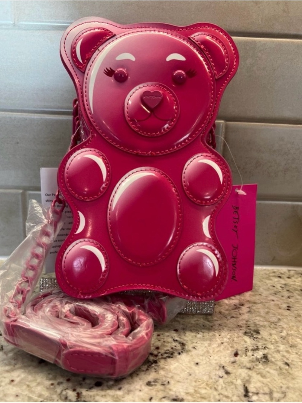 Betsey Johnson Hot Pink Gummy Bear Crossbody Bag - Picture 3 of 9